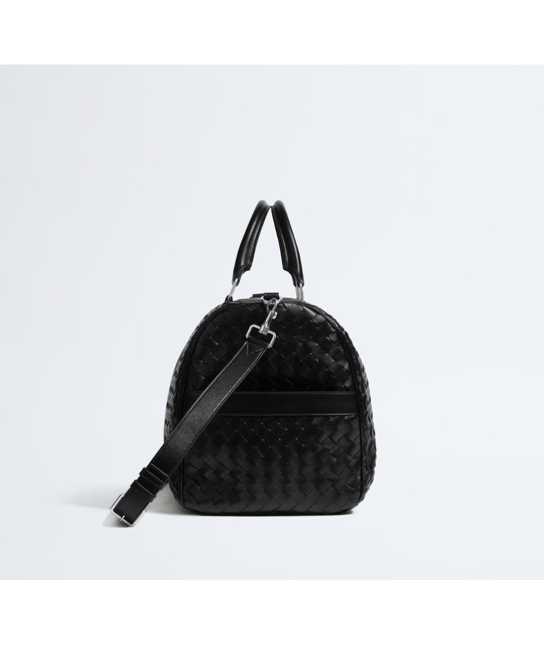 BOTTEGA VENETA Черная кожаная дорожная/спортивная сумка, фото 4