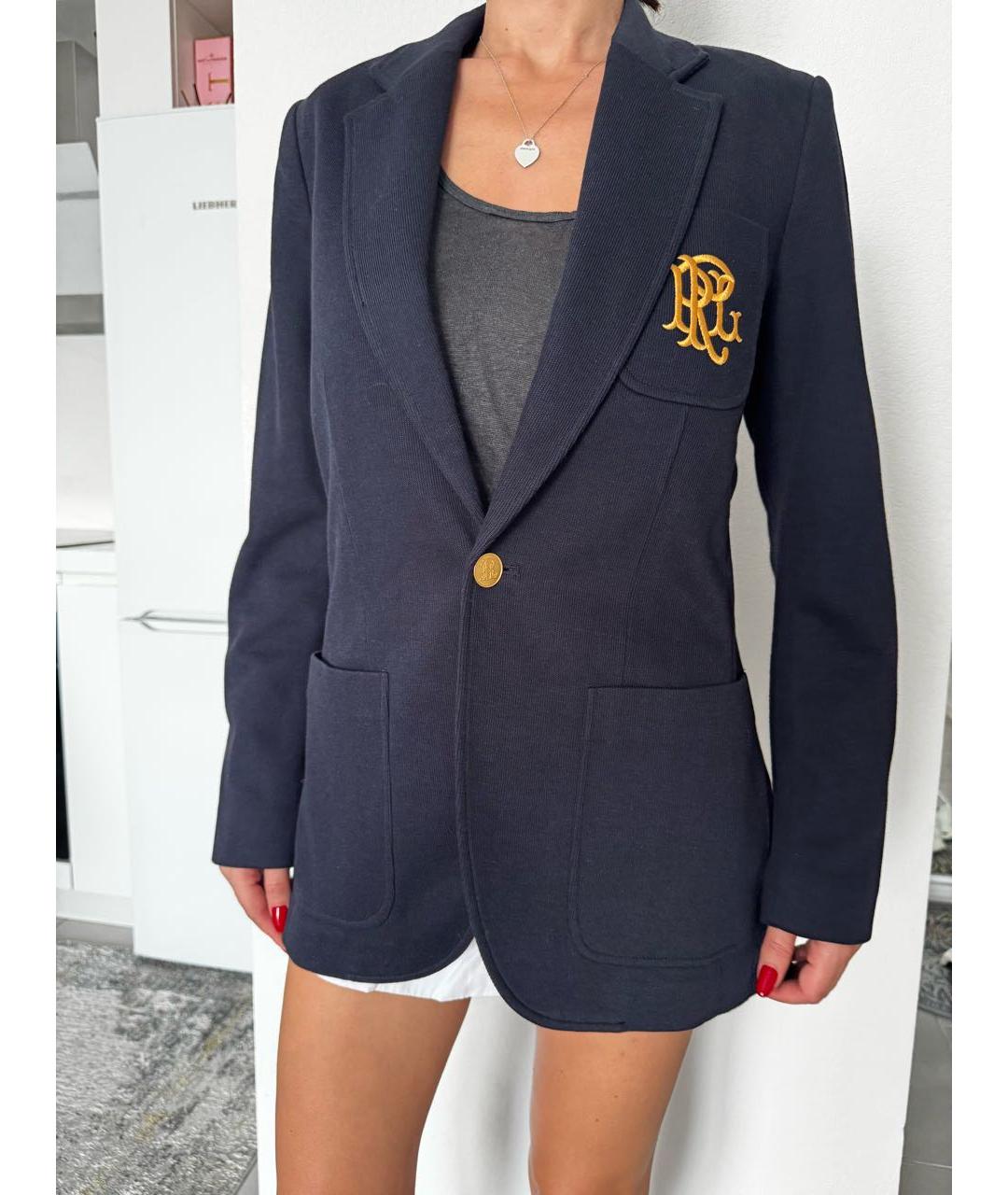 POLO RALPH LAUREN Темно-синий хлопковый джемпер / свитер, фото 5