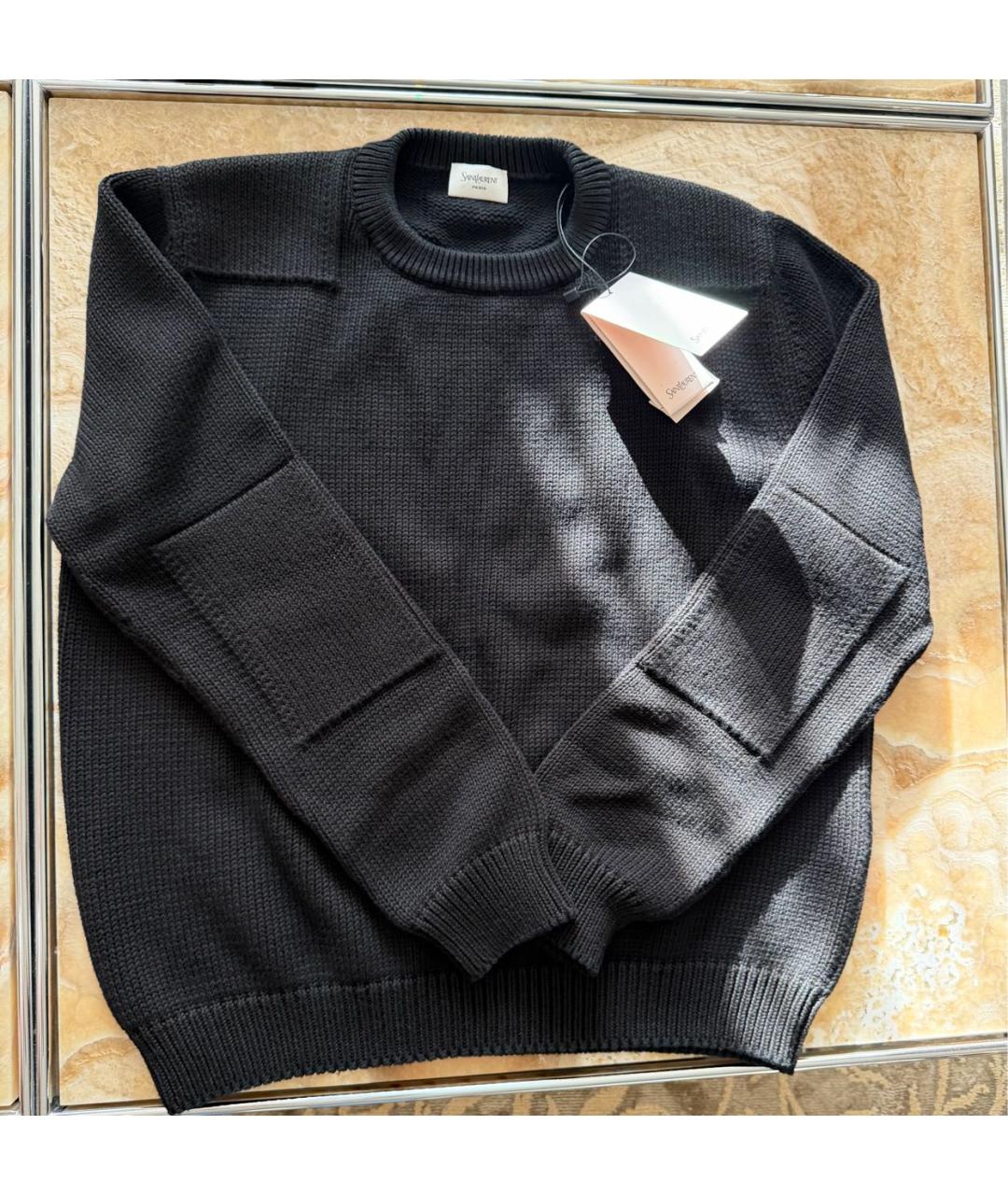 SAINT LAURENT Черный хлопковый джемпер / свитер, фото 9