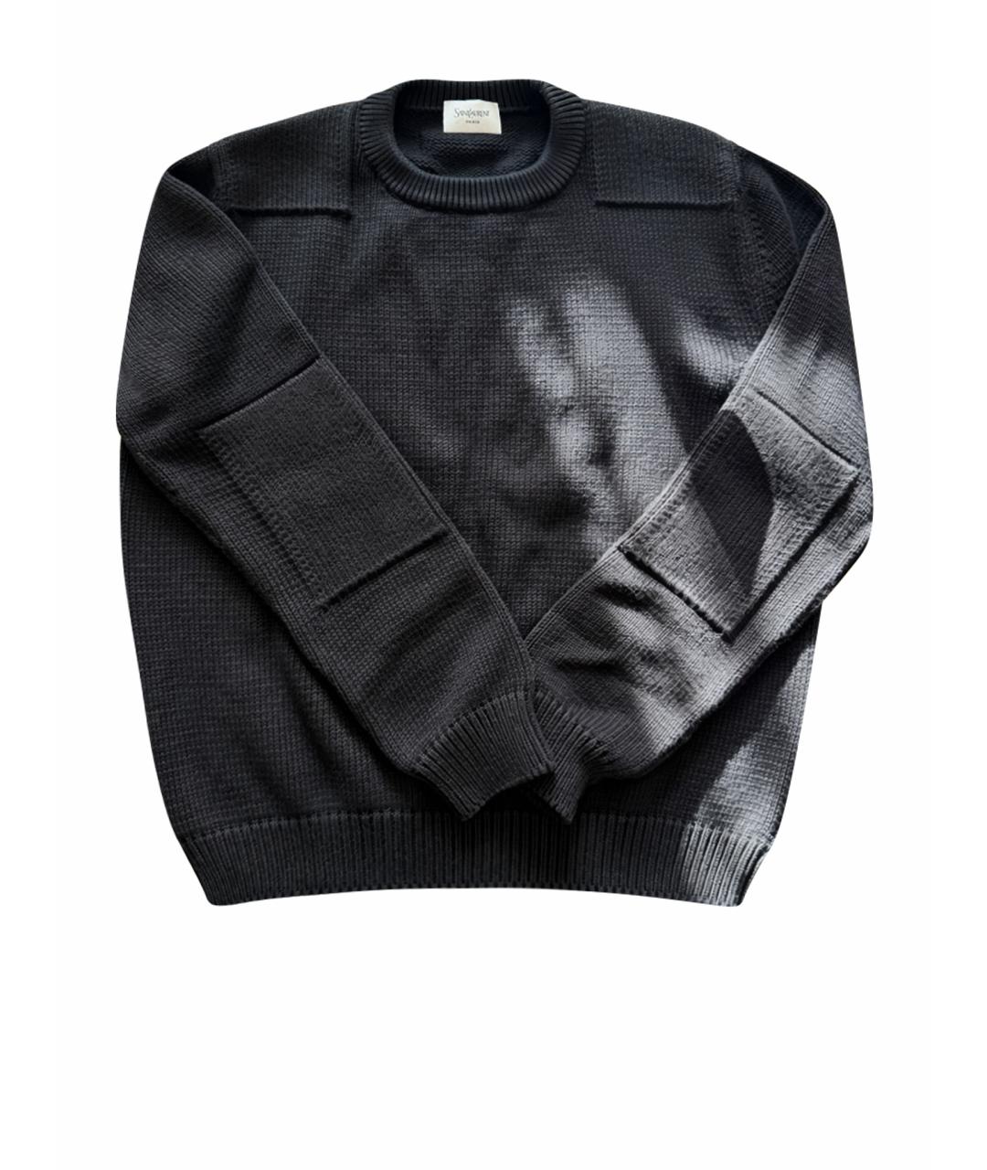 SAINT LAURENT Черный хлопковый джемпер / свитер, фото 1