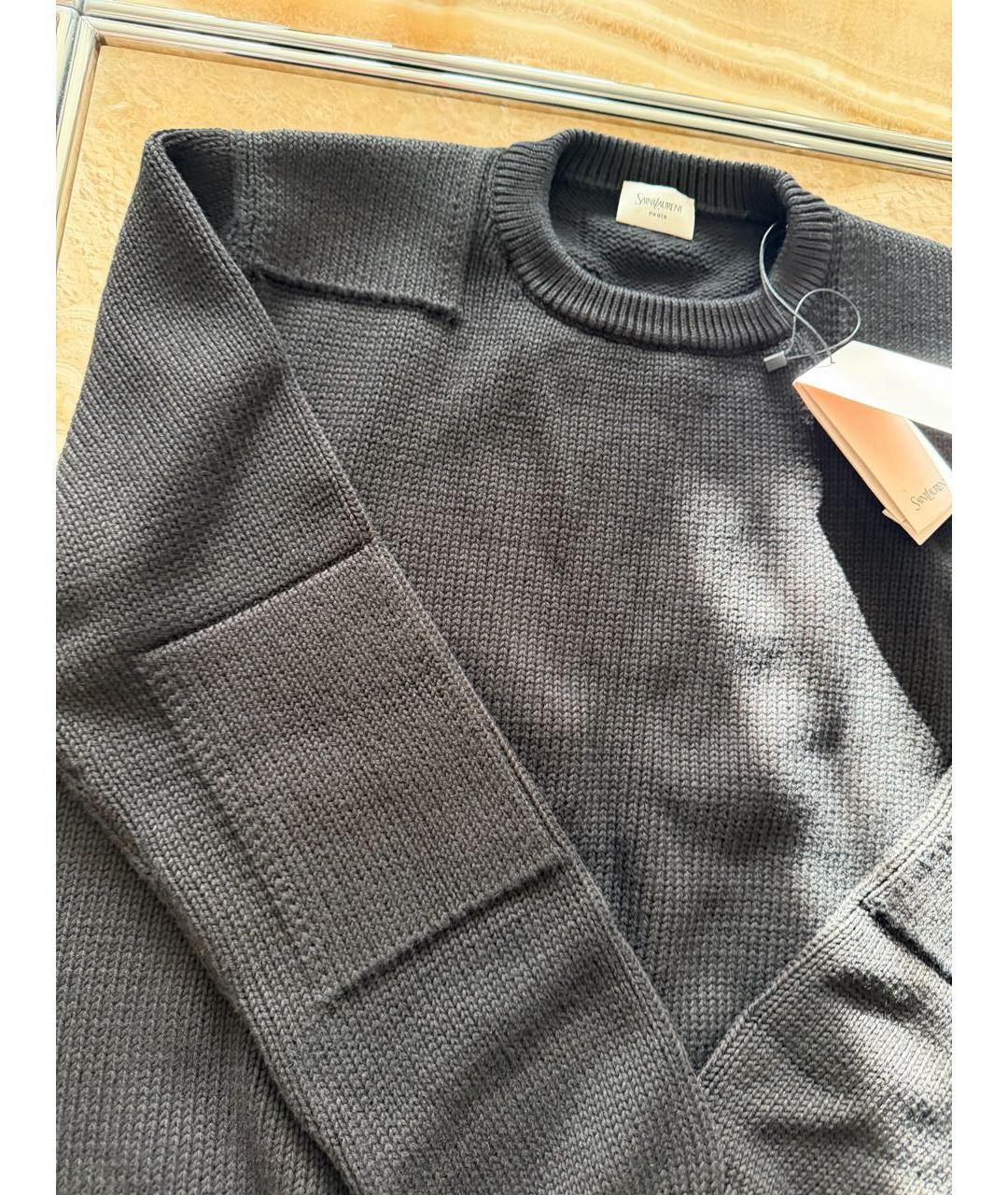 SAINT LAURENT Черный хлопковый джемпер / свитер, фото 7