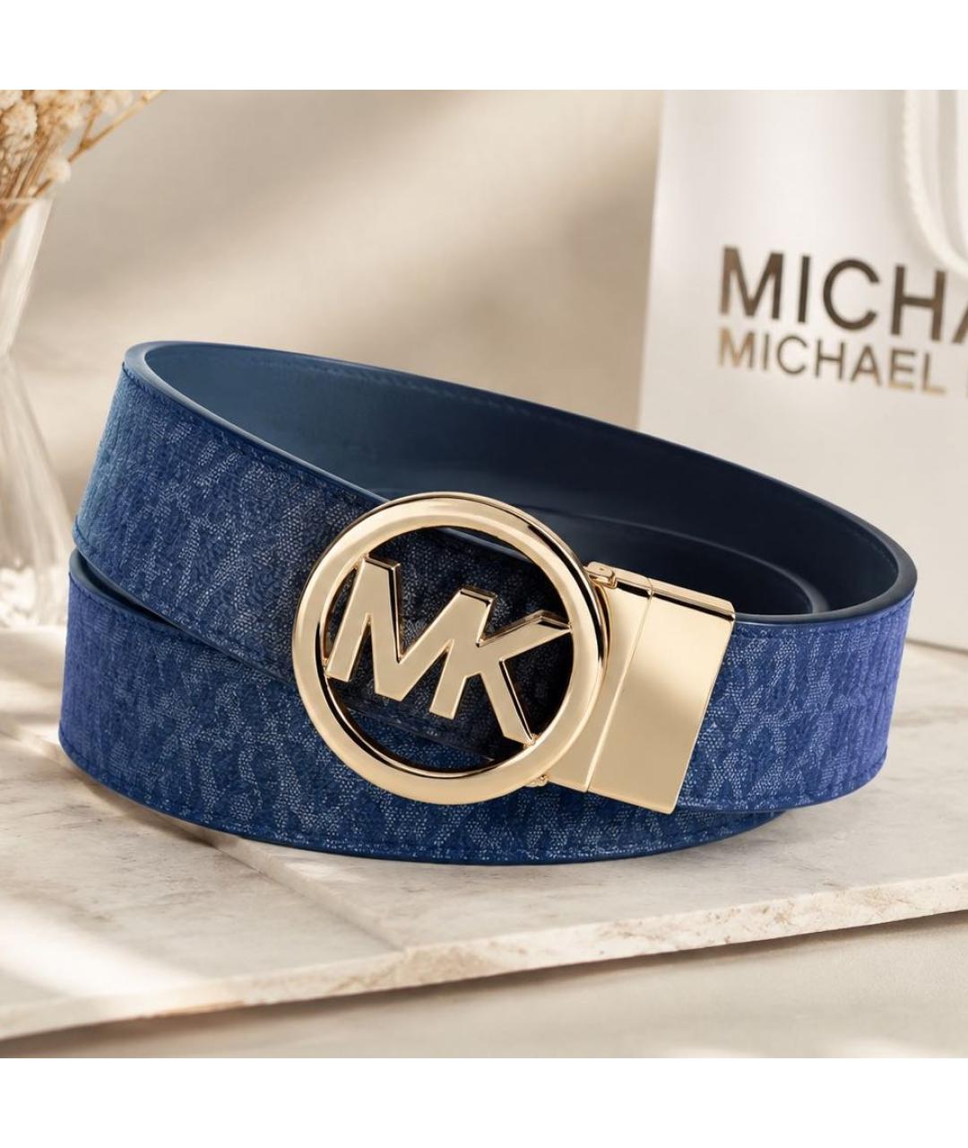 MICHAEL KORS Синий кожаный ремень, фото 5
