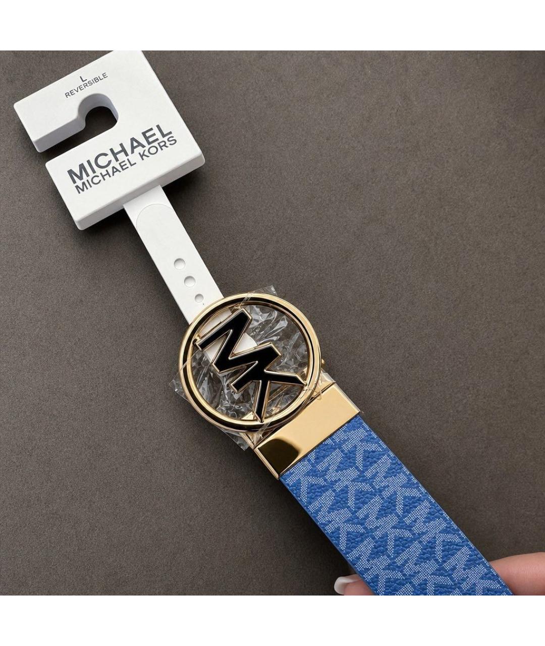 MICHAEL KORS Синий кожаный ремень, фото 2