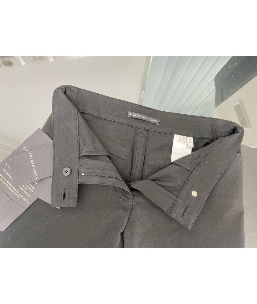 BALENCIAGA Черные хлопко-эластановые прямые брюки, фото 3