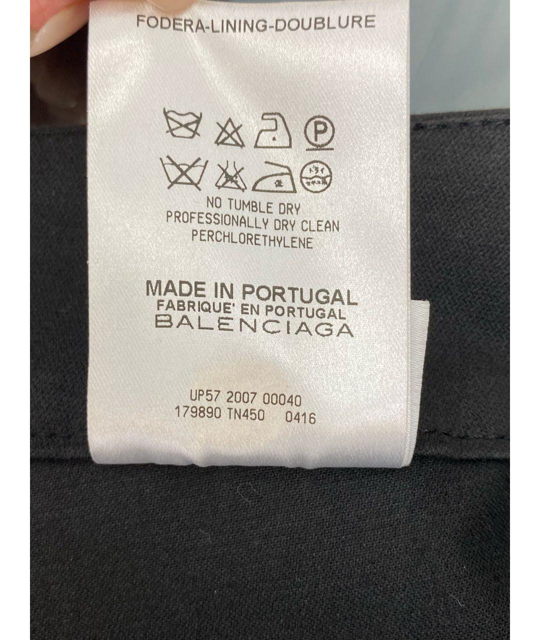 BALENCIAGA Черные хлопко-эластановые прямые брюки, фото 5