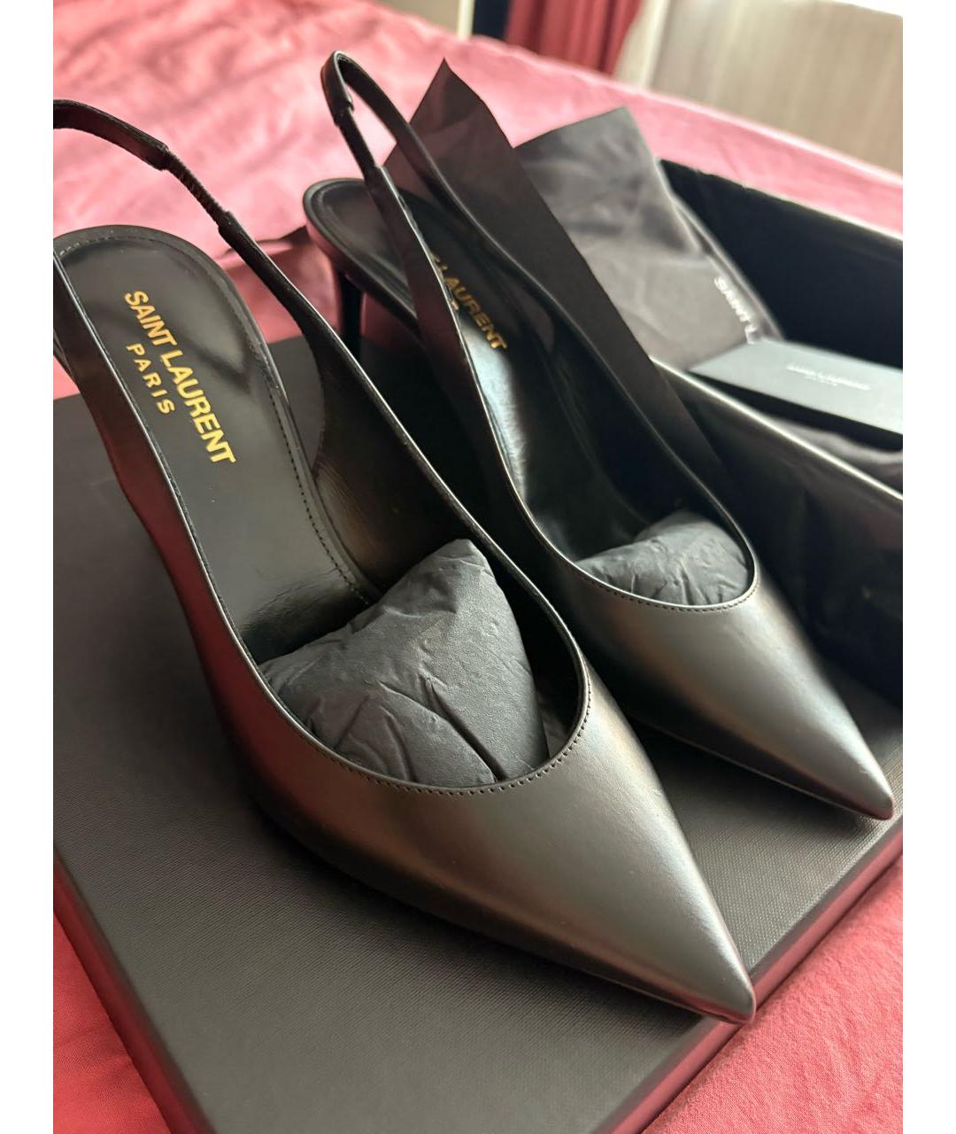 SAINT LAURENT Черные кожаные туфли, фото 2