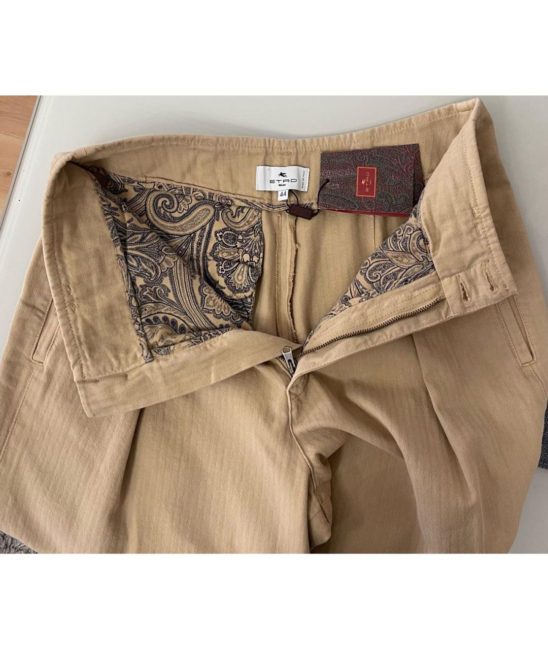 ETRO Бежевые хлопковые брюки широкие, фото 5
