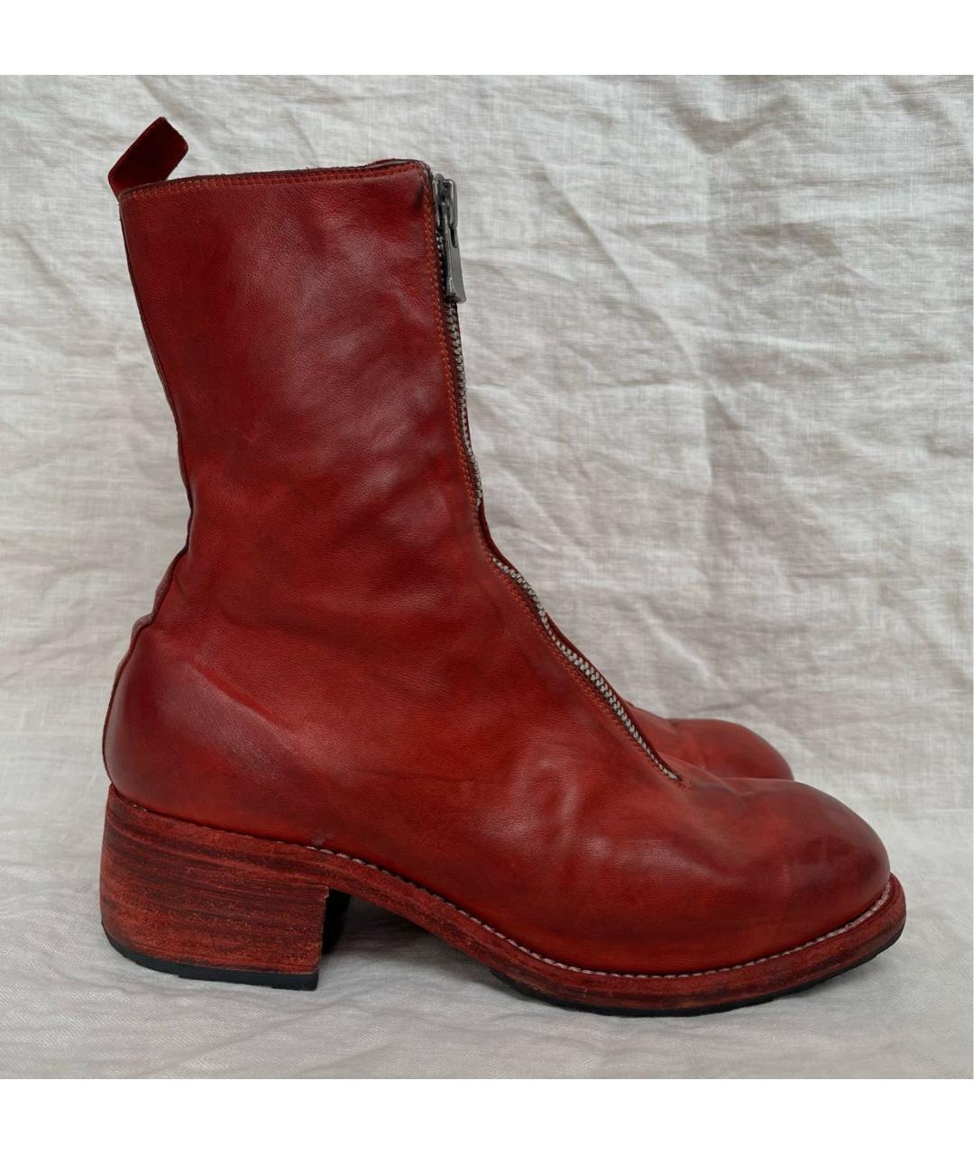 GUIDI Красные кожаные ботинки, фото 9