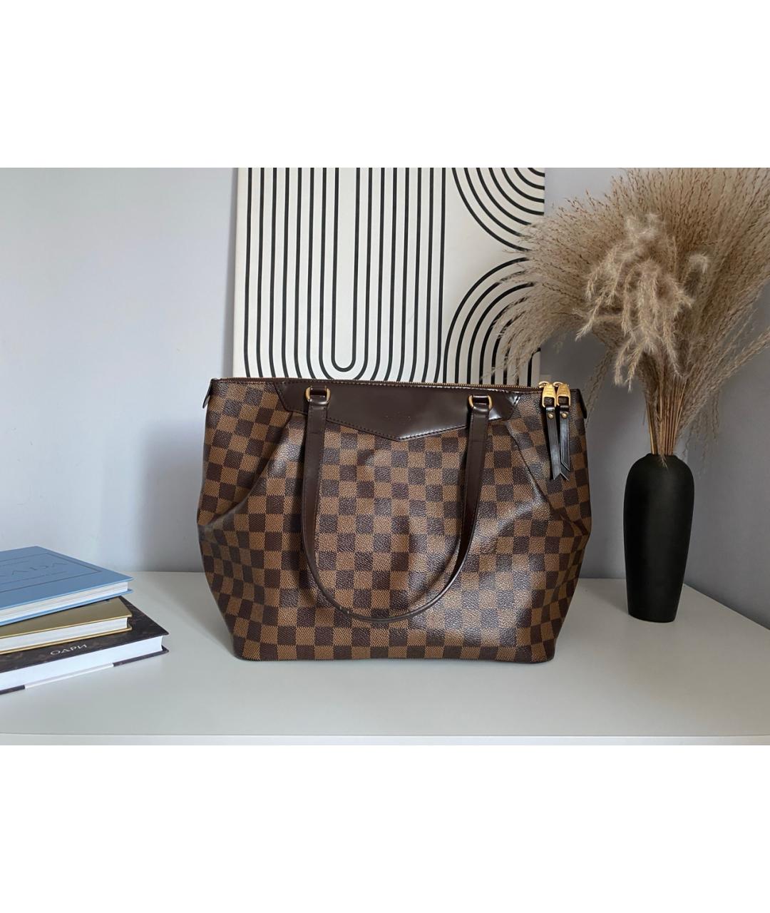 LOUIS VUITTON Коричневая сумка тоут из канвы, фото 8