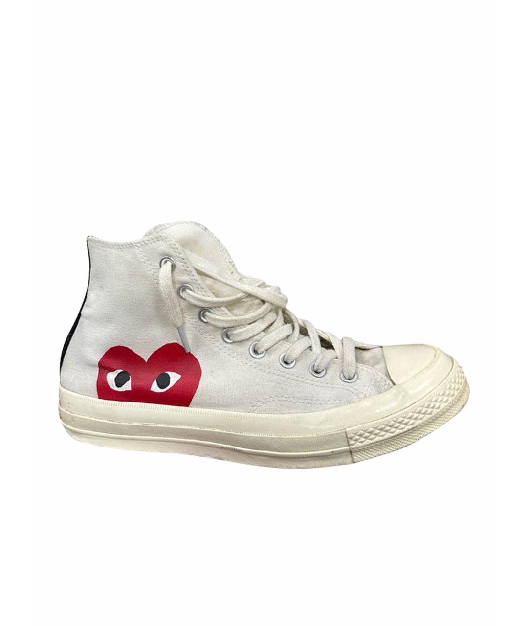 COMME DES GARÇONS Белые текстильные высокие кроссовки / кеды, фото 1