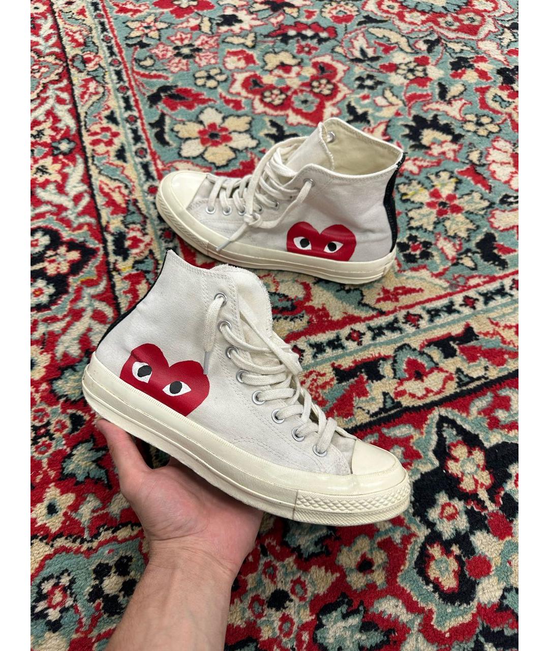 COMME DES GARÇONS Белые текстильные высокие кроссовки / кеды, фото 5