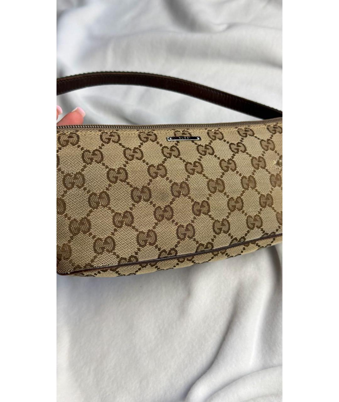 GUCCI Бежевая тканевая сумка с короткими ручками, фото 7