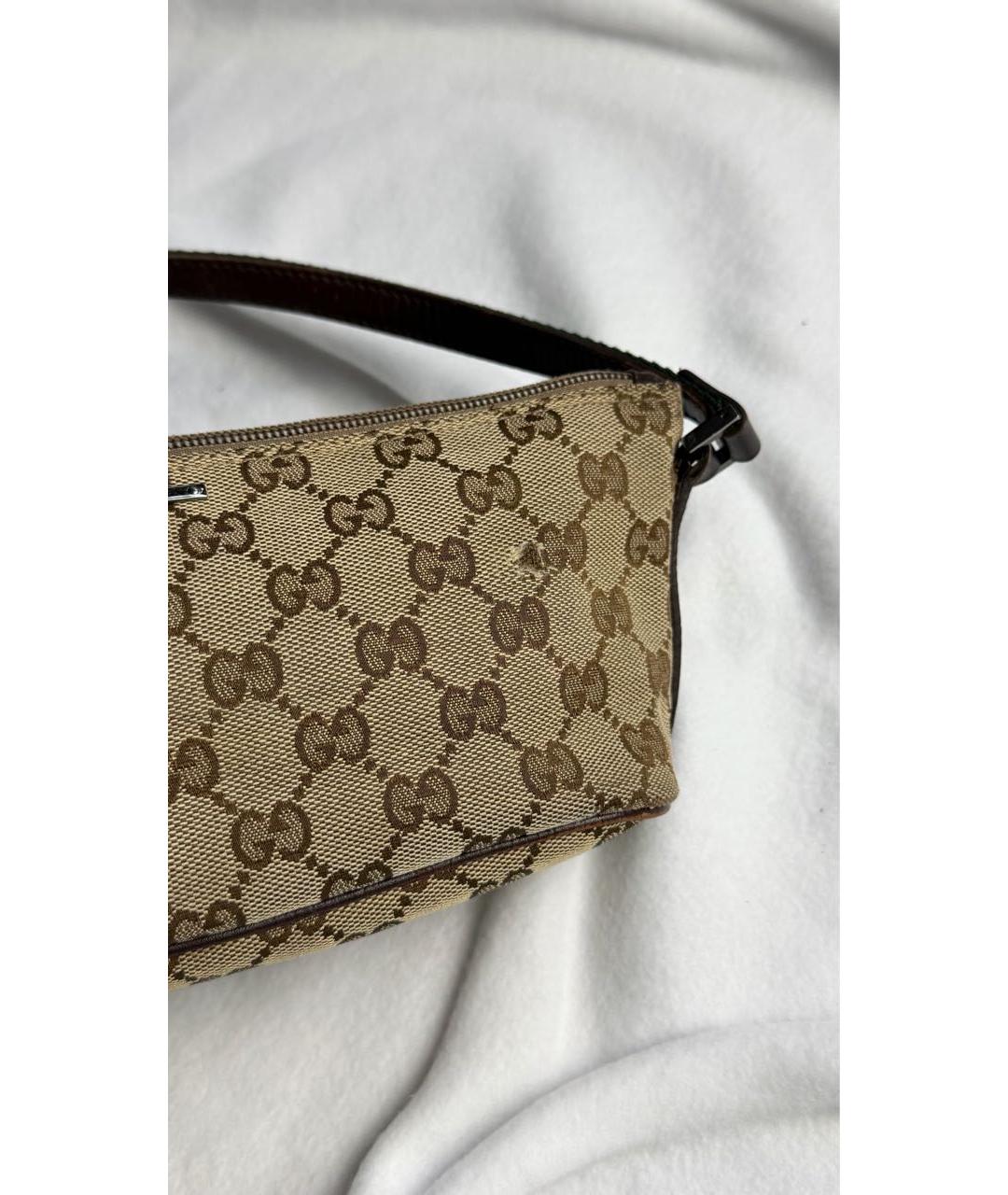 GUCCI Бежевая тканевая сумка с короткими ручками, фото 6