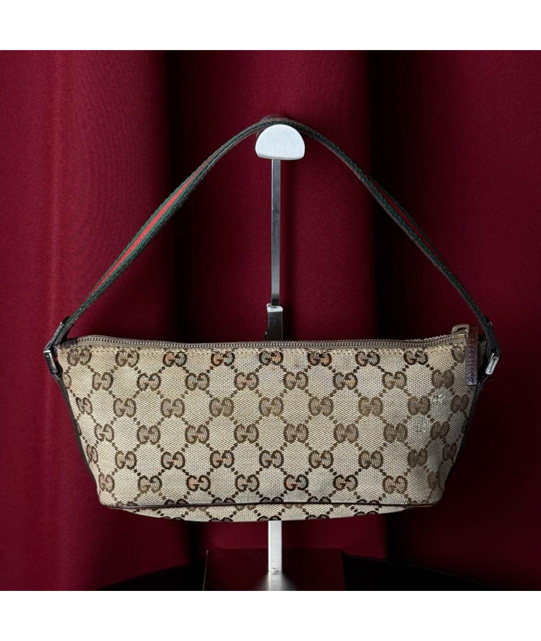 GUCCI Бежевая тканевая сумка с короткими ручками, фото 3