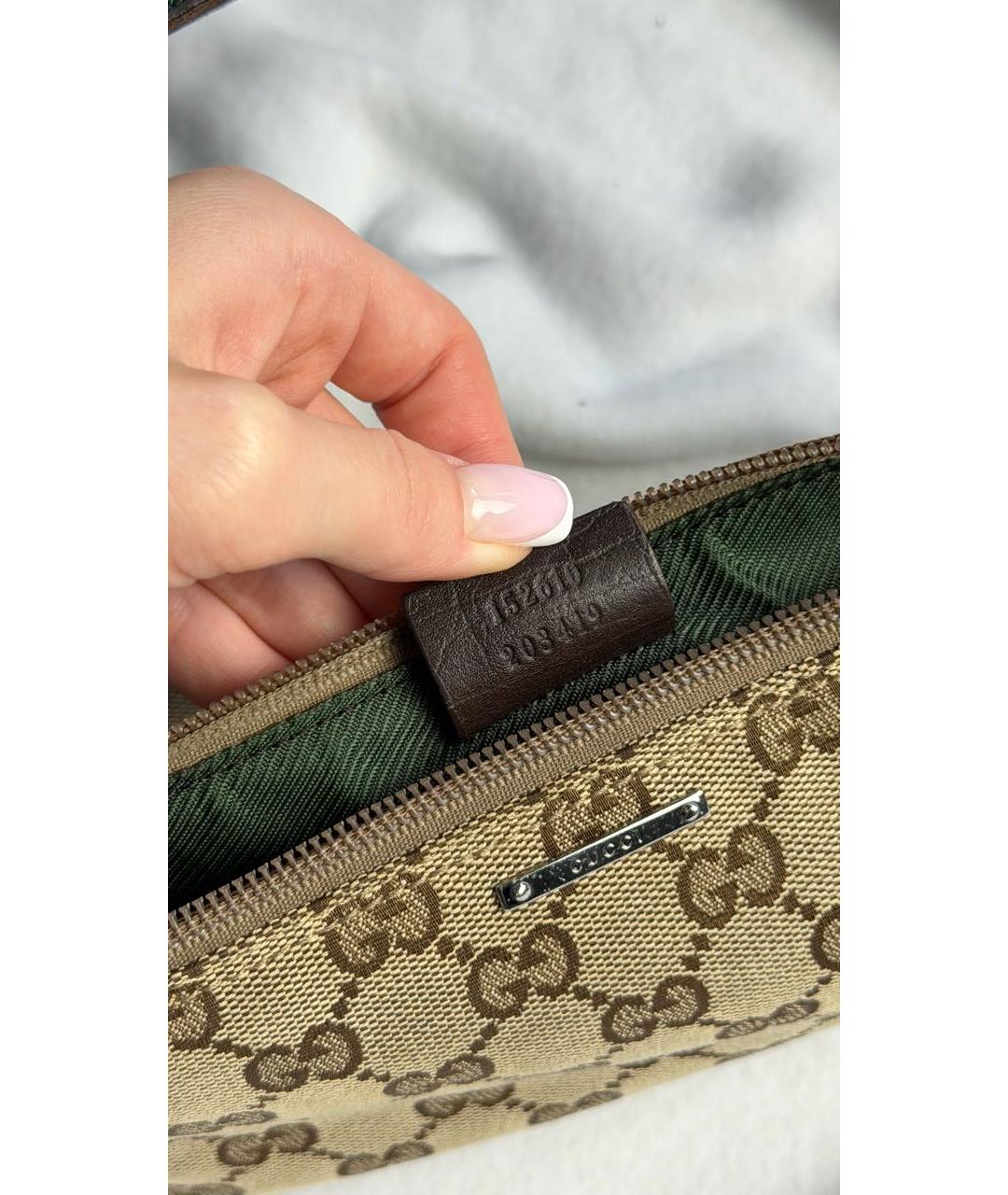 GUCCI Бежевая тканевая сумка с короткими ручками, фото 5