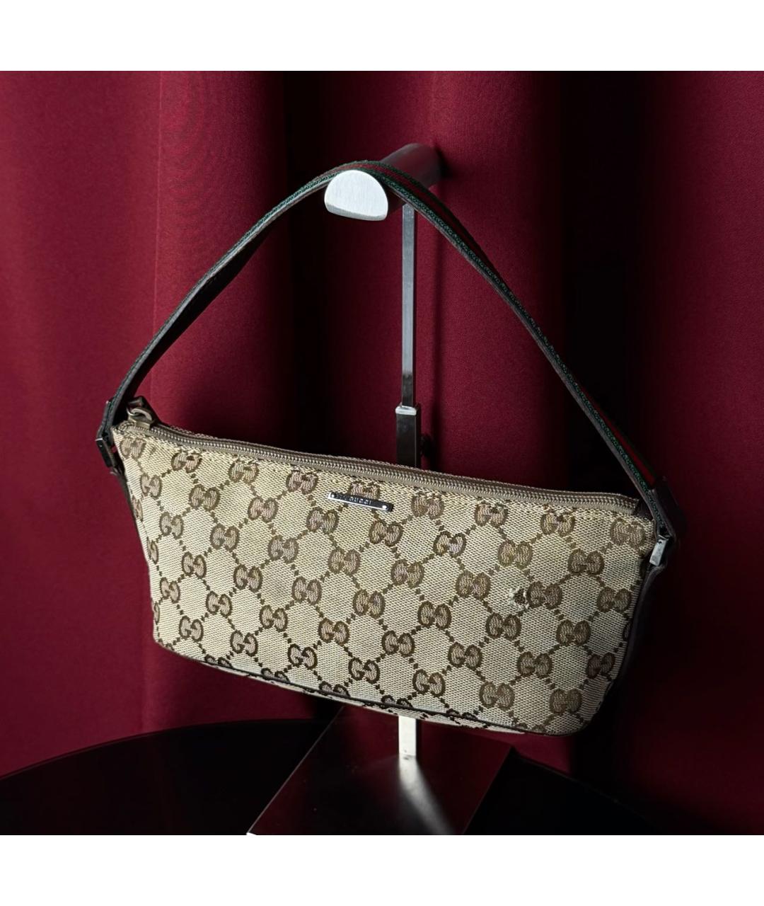 GUCCI Бежевая тканевая сумка с короткими ручками, фото 2