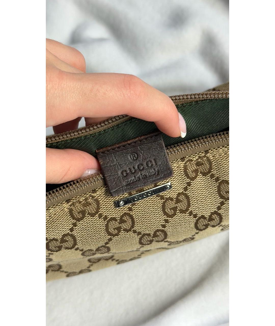 GUCCI Бежевая тканевая сумка с короткими ручками, фото 4