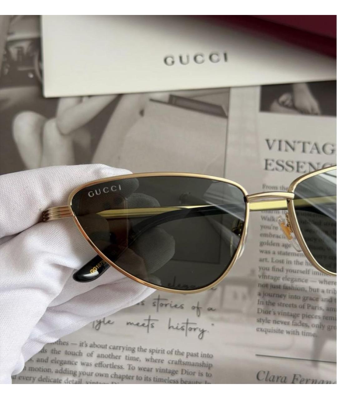 GUCCI Хаки металлические солнцезащитные очки, фото 5