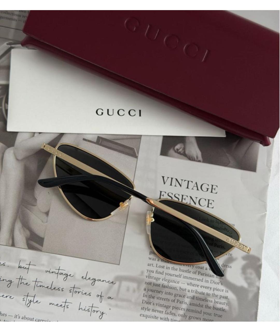 GUCCI Хаки металлические солнцезащитные очки, фото 3