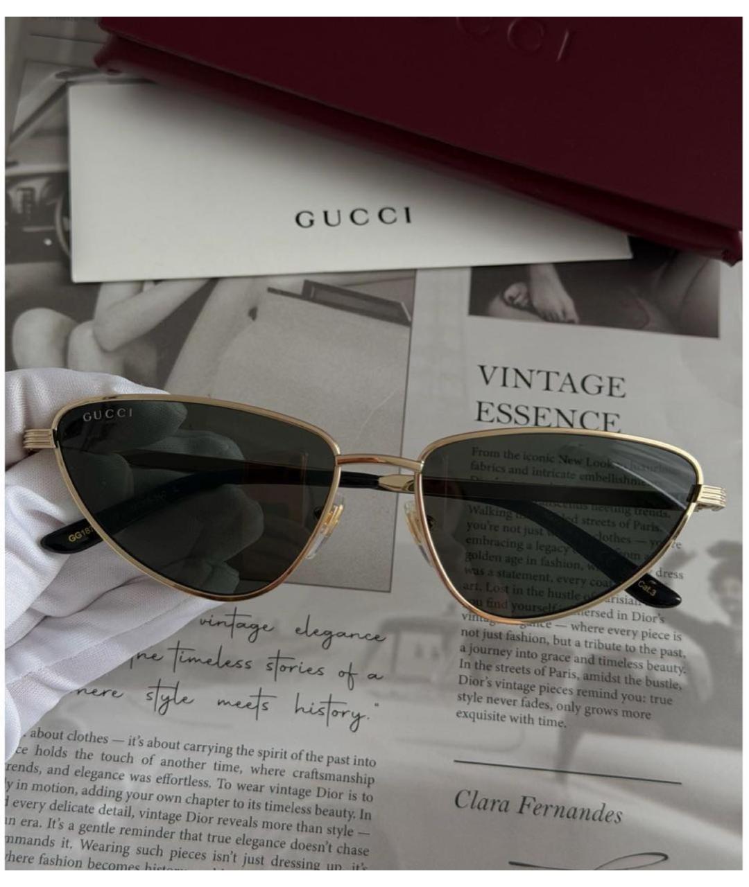 GUCCI Хаки металлические солнцезащитные очки, фото 4