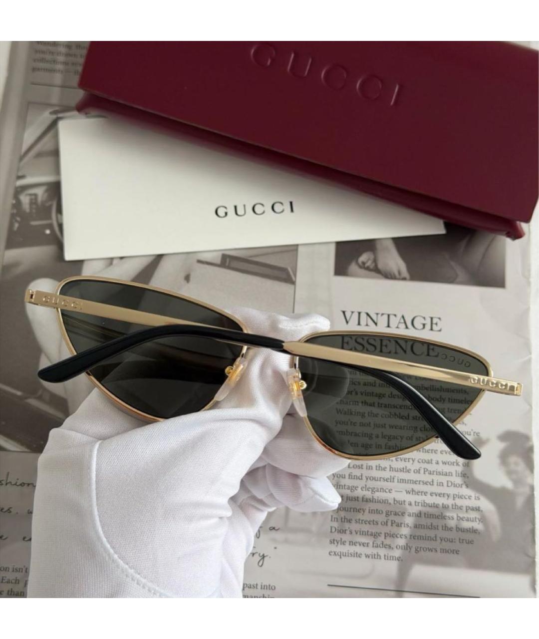 GUCCI Хаки металлические солнцезащитные очки, фото 7