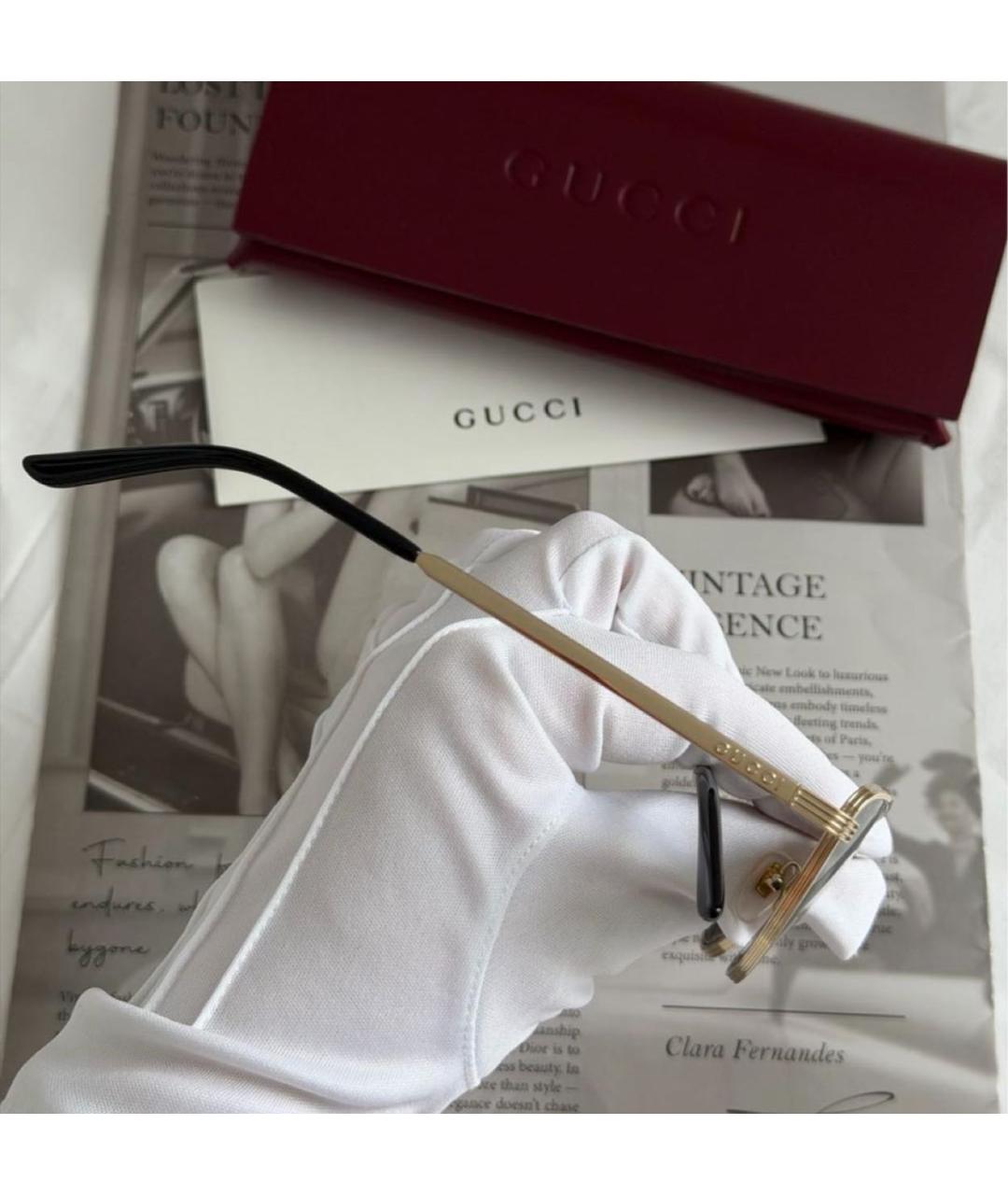 GUCCI Хаки металлические солнцезащитные очки, фото 6