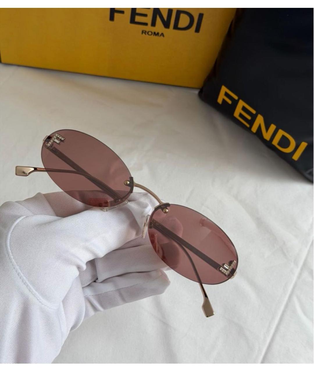FENDI Коралловые металлические солнцезащитные очки, фото 4