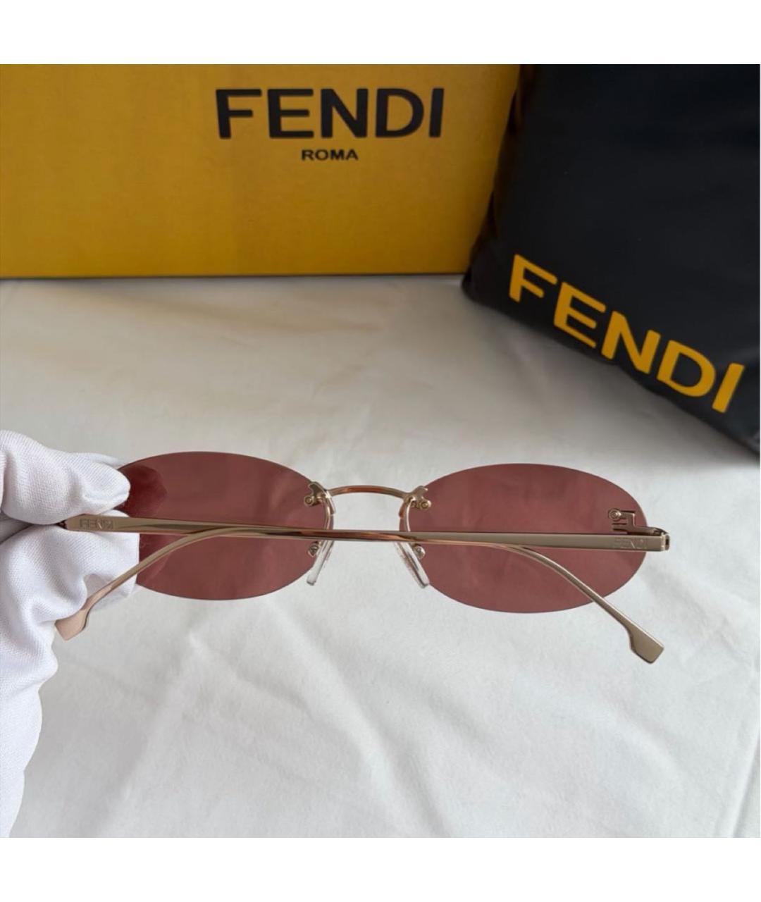 FENDI Коралловые металлические солнцезащитные очки, фото 5