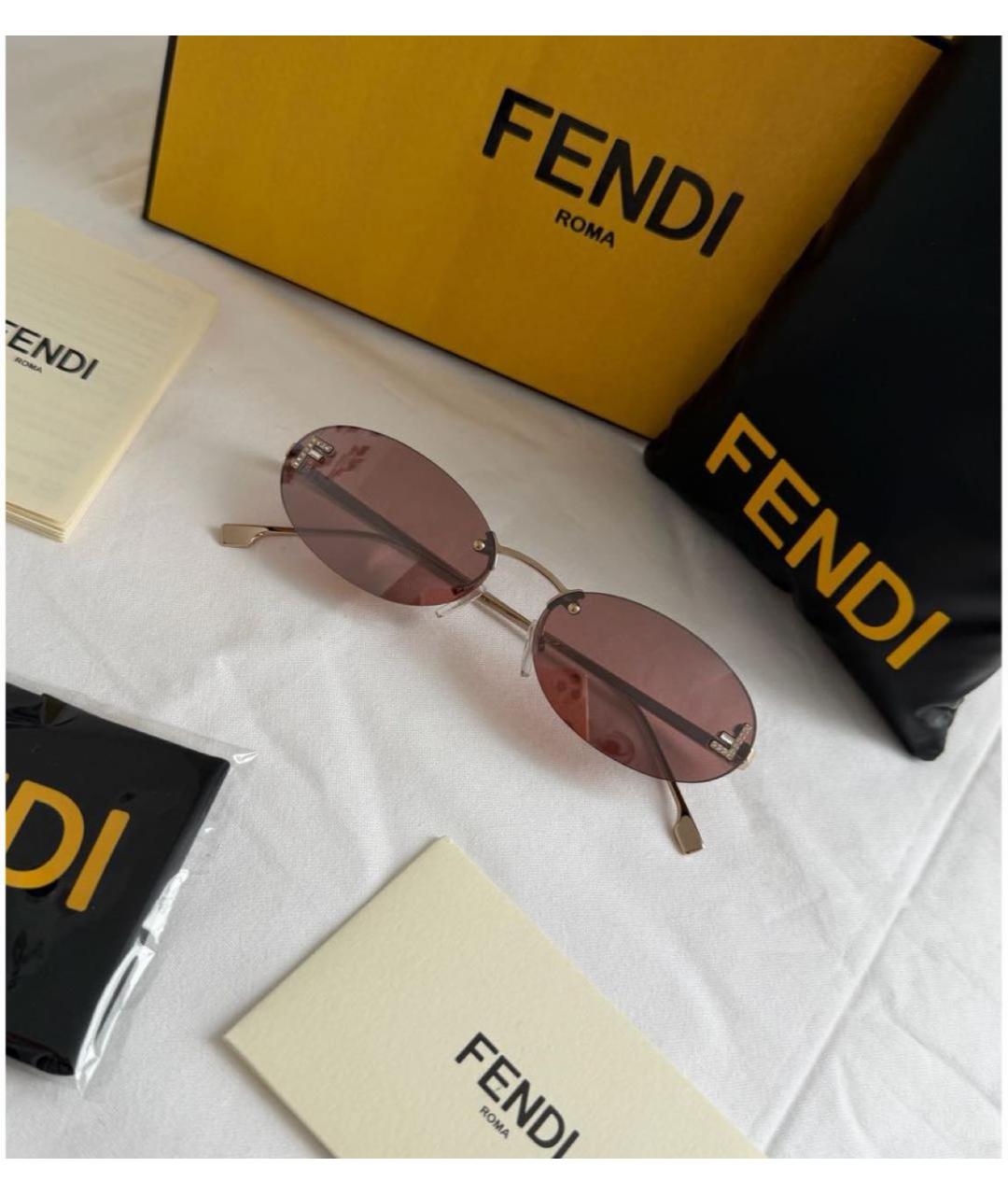 FENDI Коралловые металлические солнцезащитные очки, фото 2