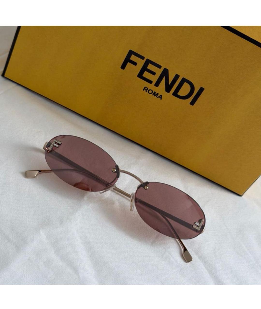 FENDI Коралловые металлические солнцезащитные очки, фото 3