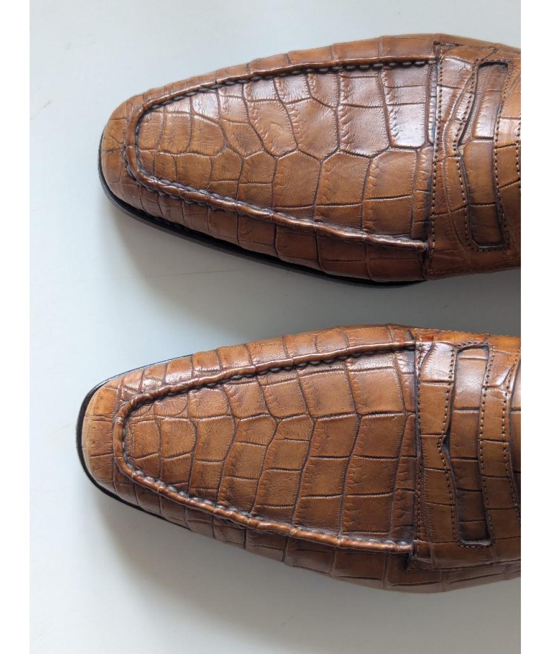 KITON Коричневые лоферы из кожи аллигатора, фото 5