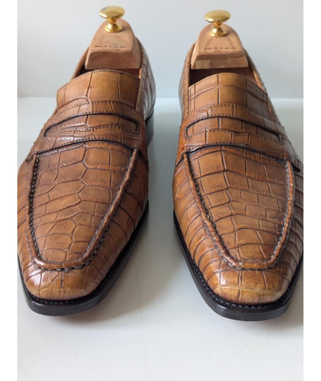 KITON Коричневые лоферы из кожи аллигатора, фото 6