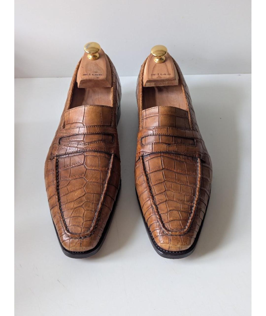 KITON Коричневые лоферы из кожи аллигатора, фото 2