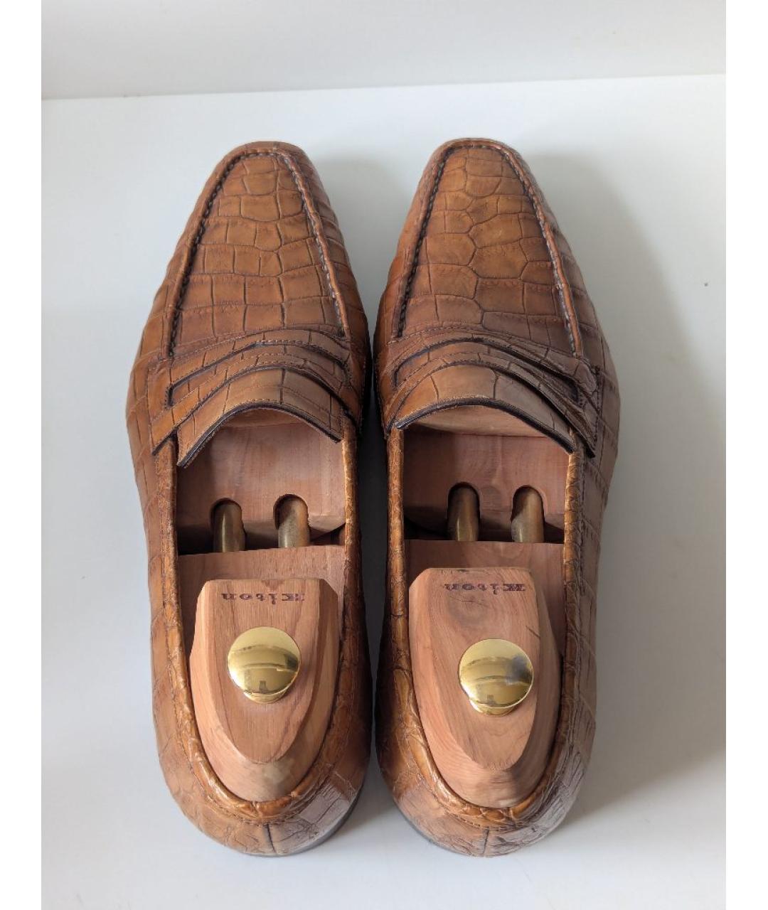 KITON Коричневые лоферы из кожи аллигатора, фото 3