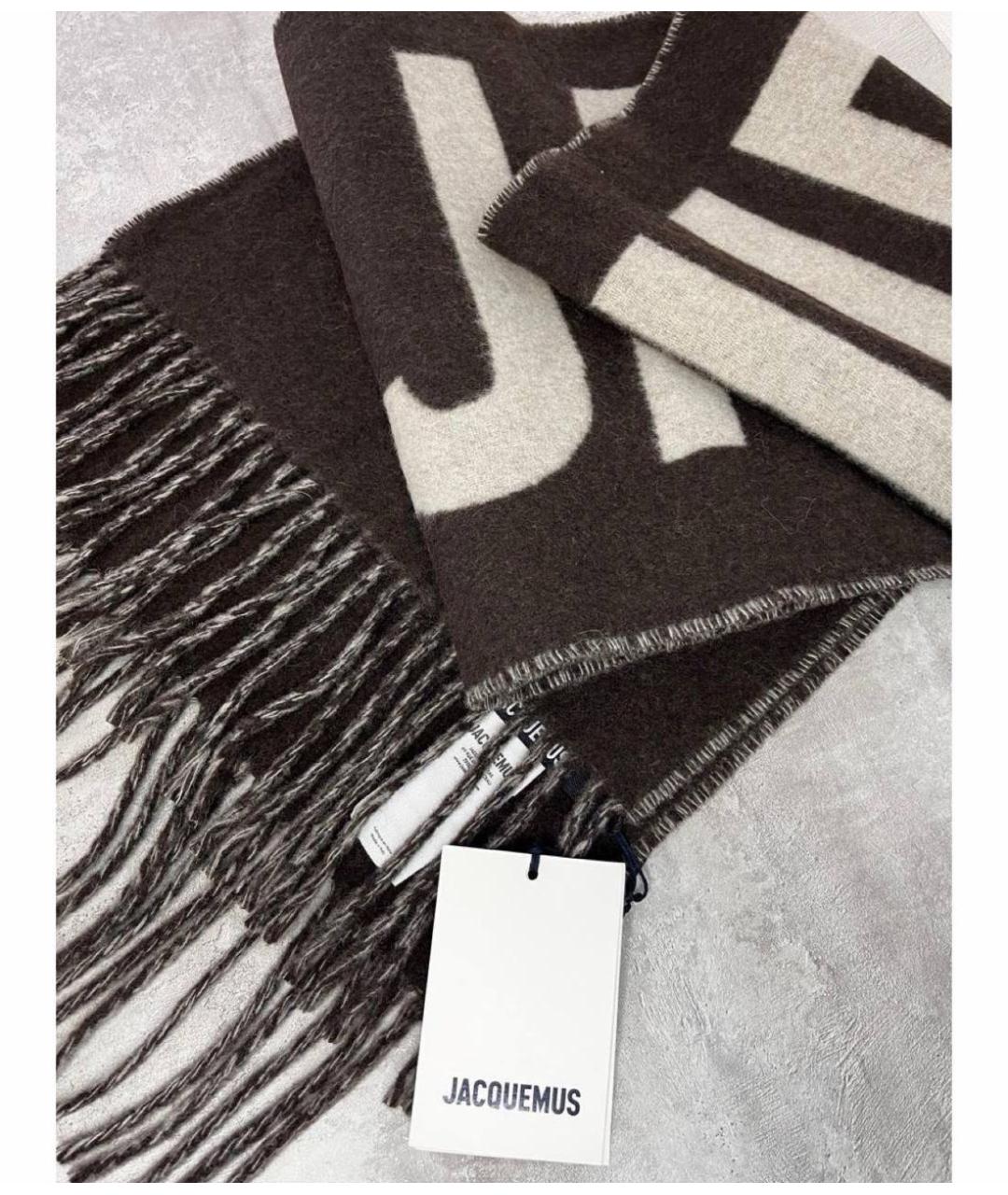 JACQUEMUS Коричневый шерстяной шарф, фото 4
