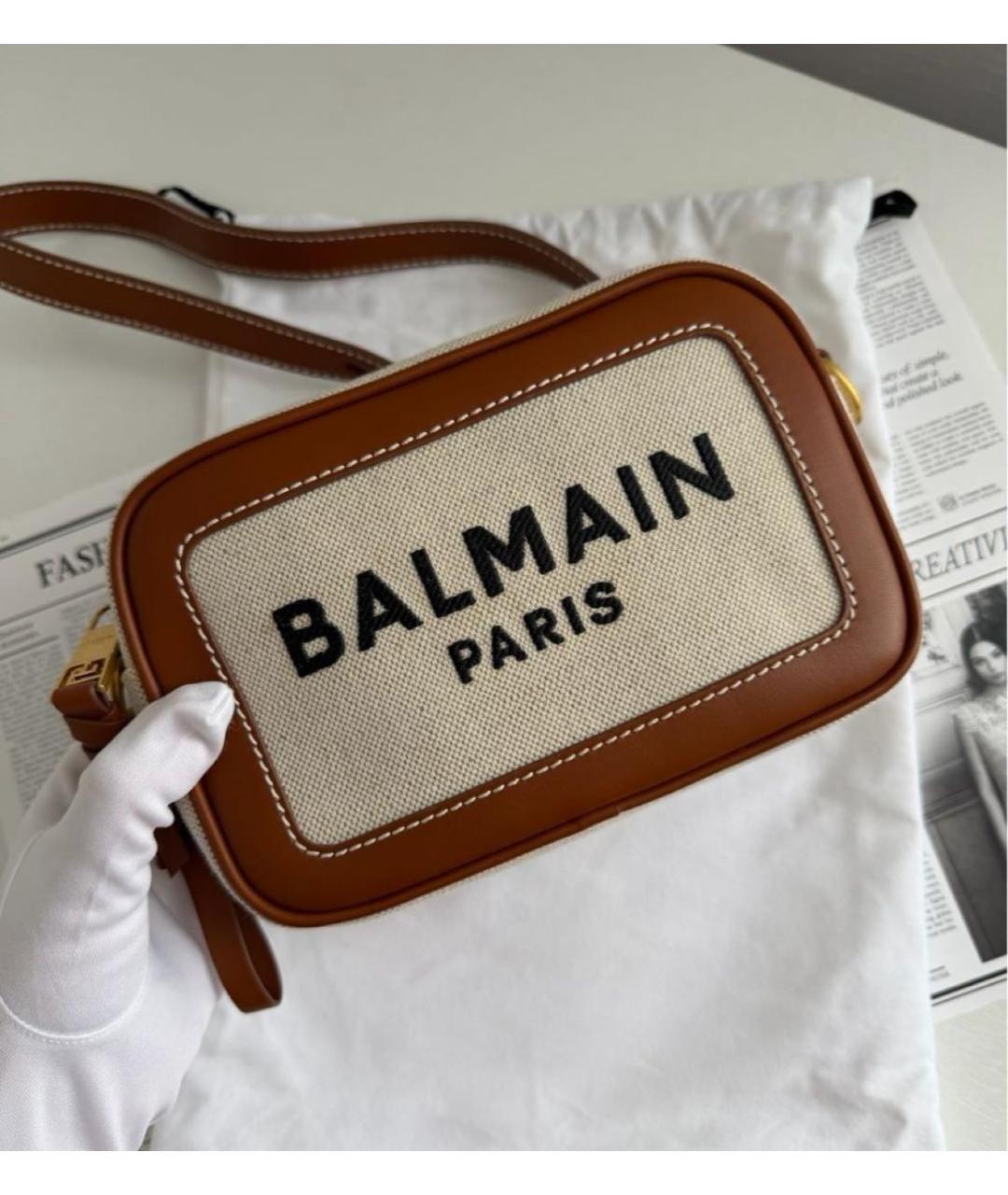 BALMAIN Коричневая кожаная сумка через плечо, фото 3