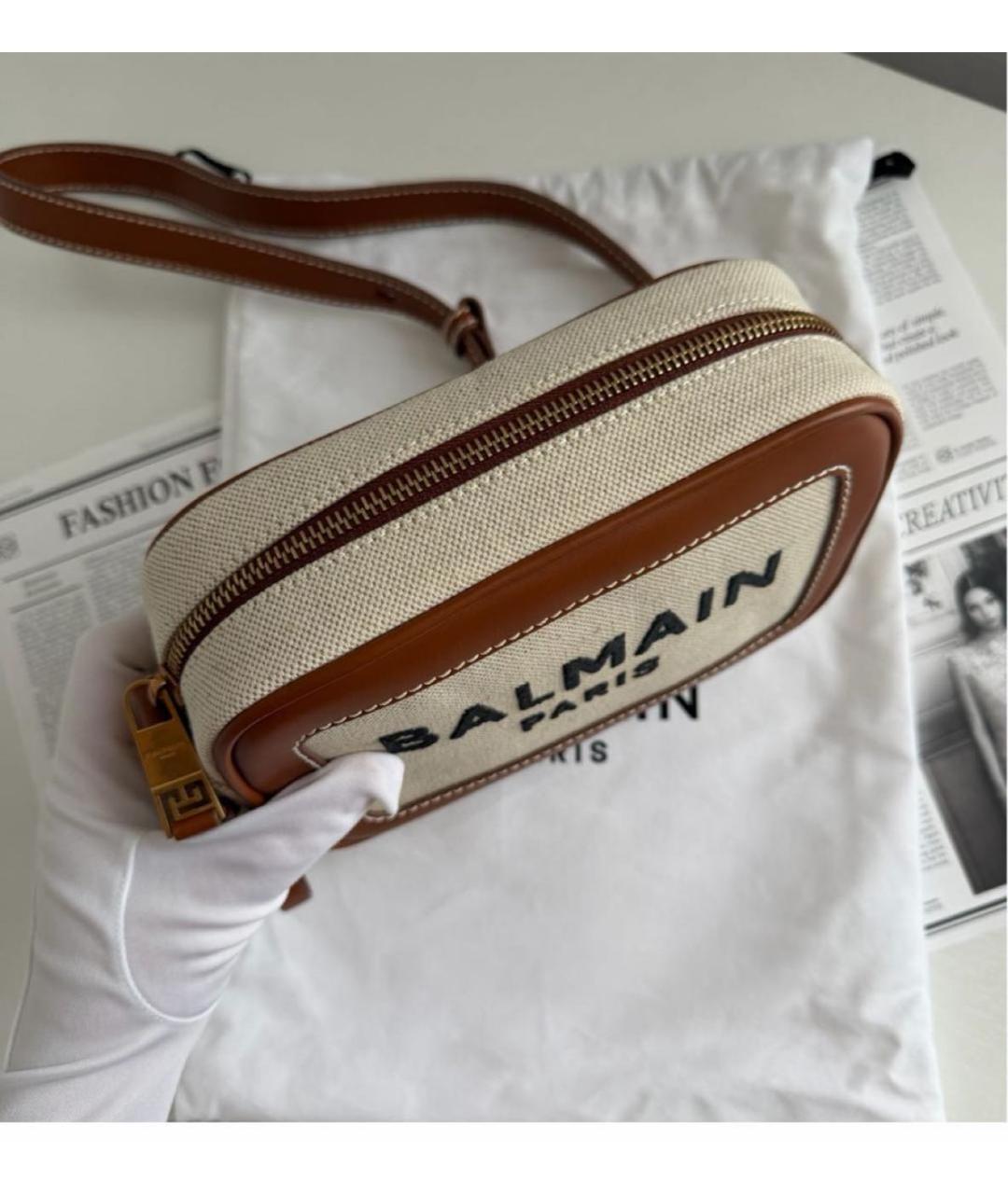 BALMAIN Коричневая кожаная сумка через плечо, фото 4