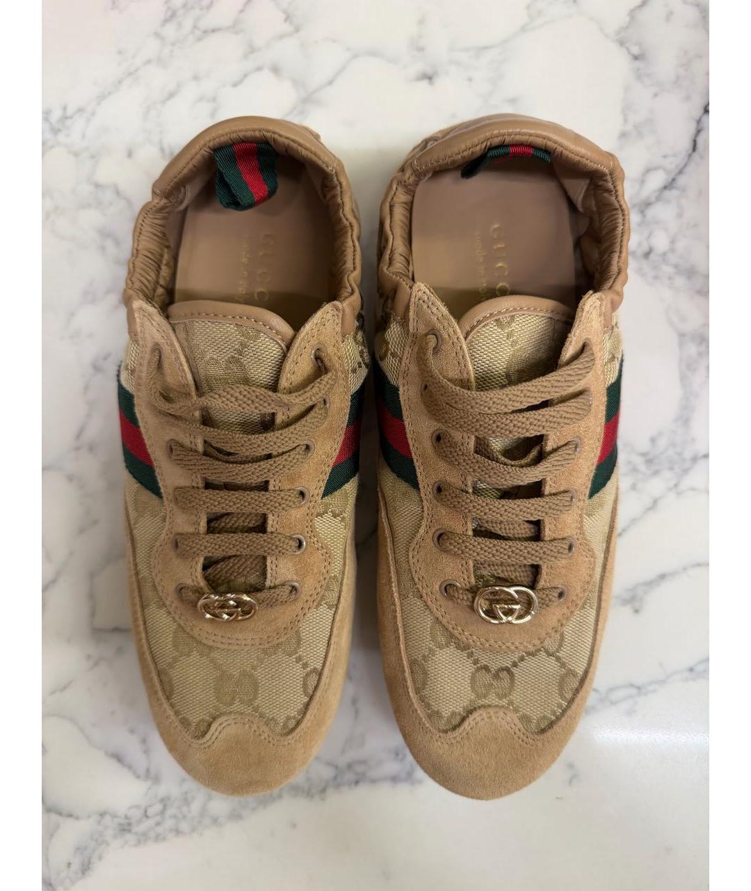 GUCCI Бежевые замшевые кеды, фото 3
