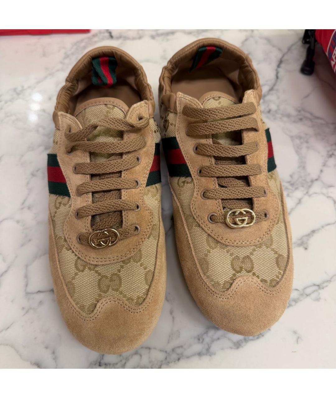 GUCCI Бежевые замшевые кеды, фото 2