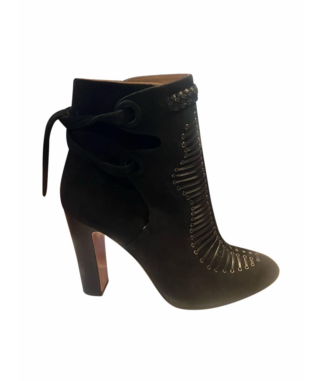 AQUAZZURA Черные замшевые ботильоны, фото 1
