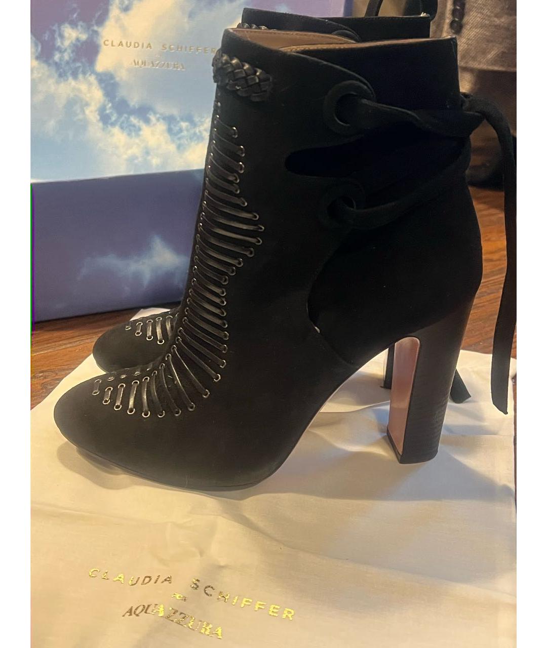 AQUAZZURA Черные замшевые ботильоны, фото 6