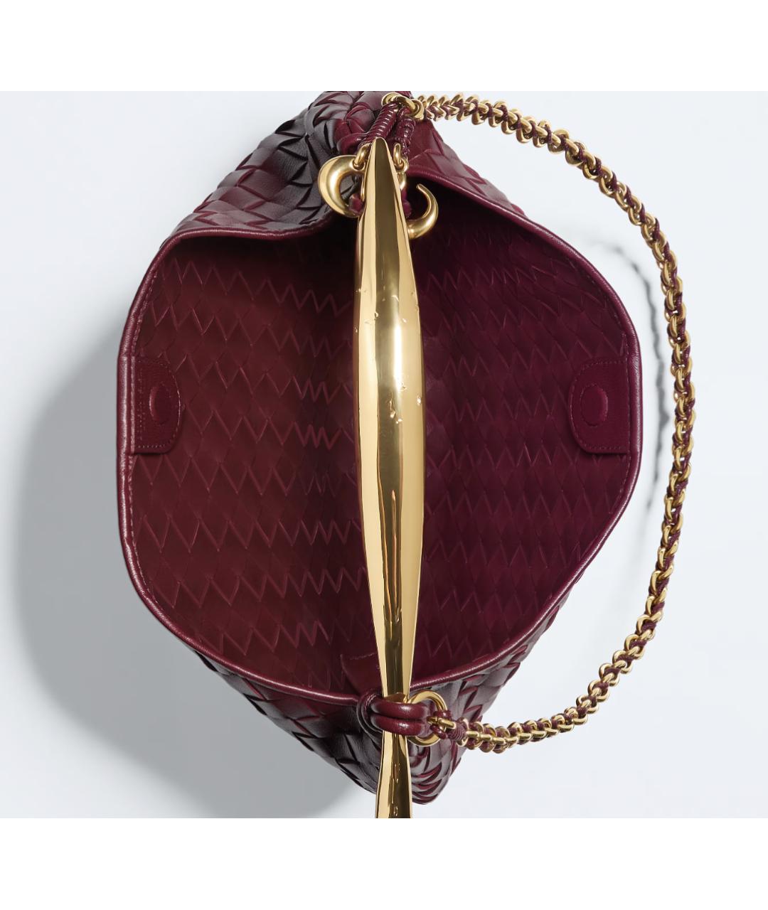 BOTTEGA VENETA Бордовая кожаная сумка тоут, фото 3
