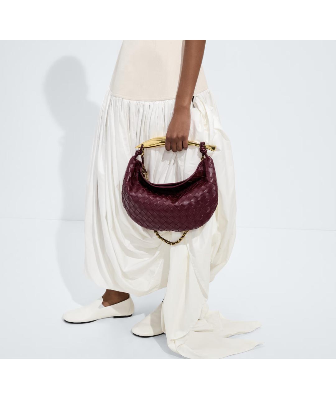 BOTTEGA VENETA Бордовая кожаная сумка тоут, фото 2