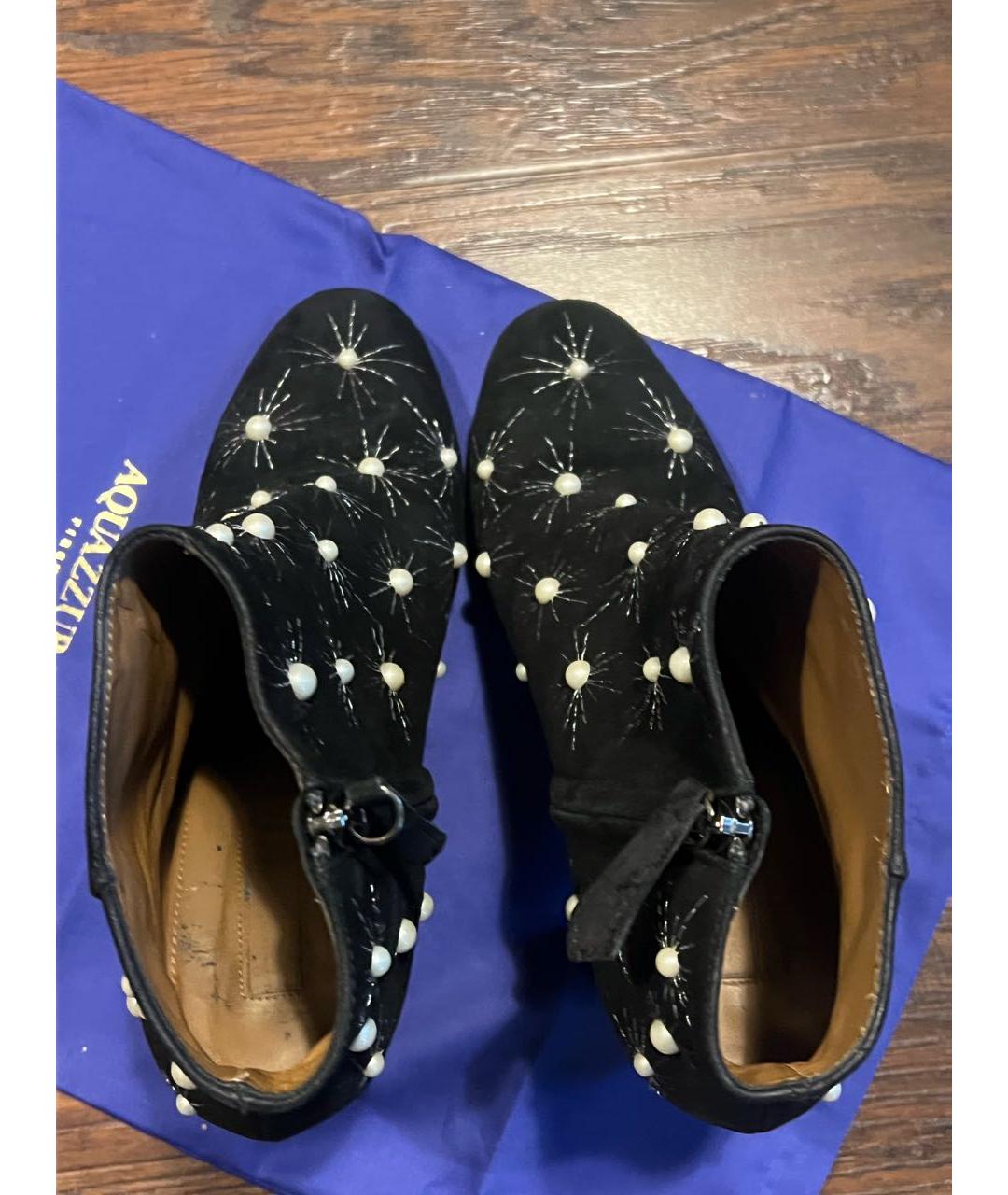 AQUAZZURA Черные замшевые ботильоны, фото 3