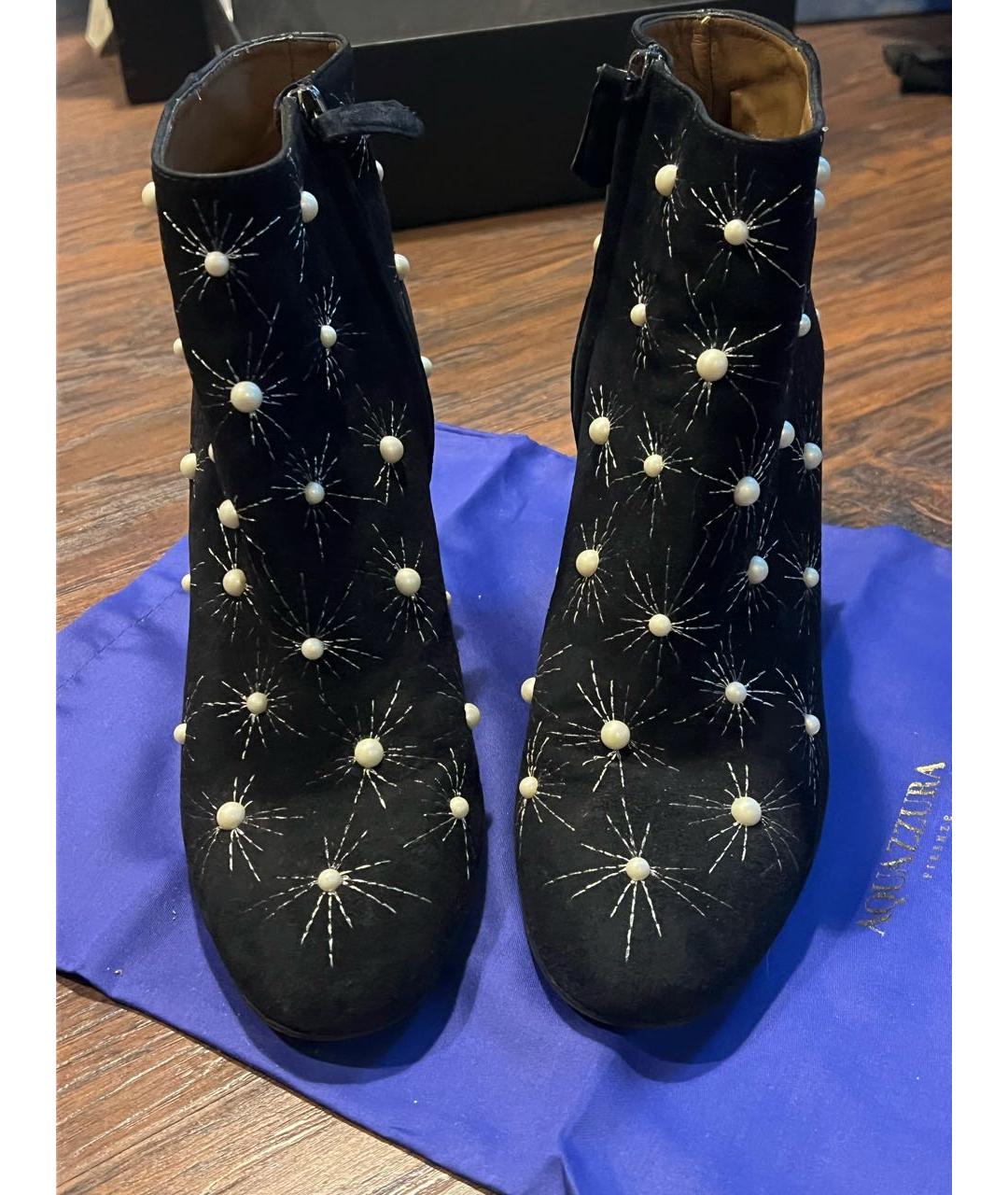 AQUAZZURA Черные замшевые ботильоны, фото 2