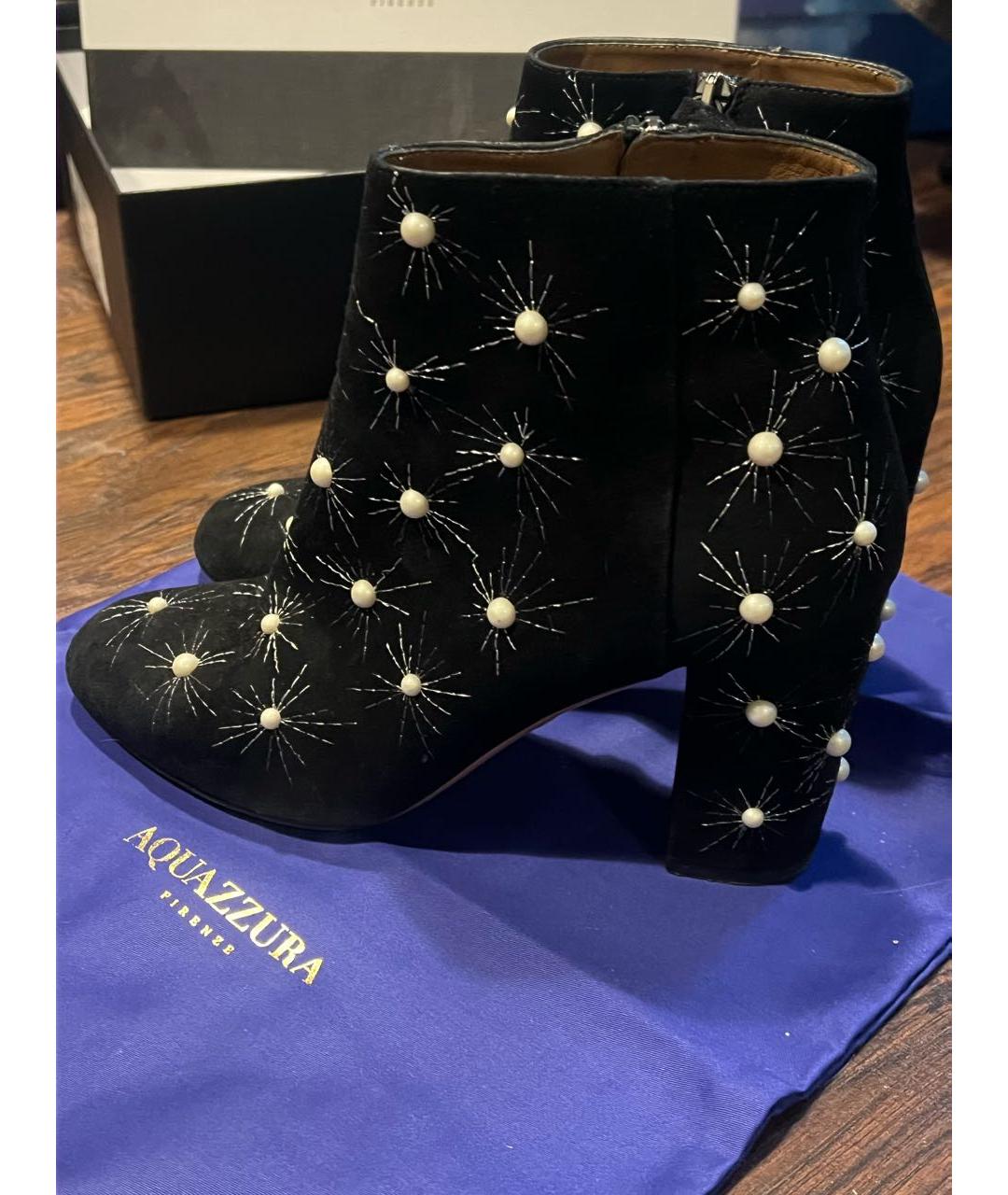 AQUAZZURA Черные замшевые ботильоны, фото 6