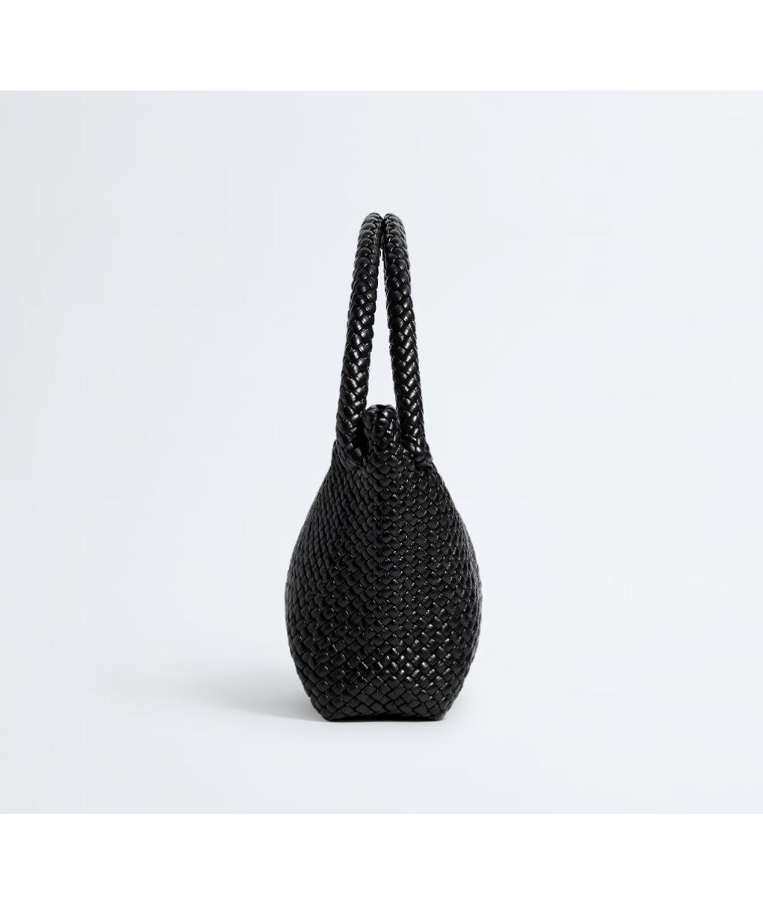 BOTTEGA VENETA Черная кожаная сумка тоут, фото 4