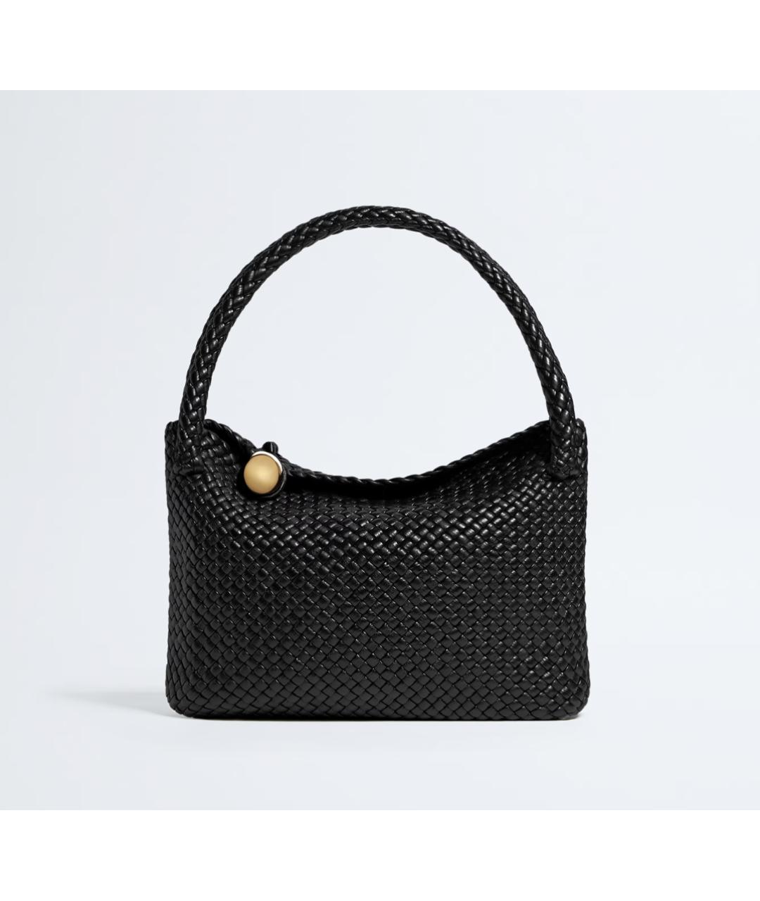 BOTTEGA VENETA Черная кожаная сумка тоут, фото 6