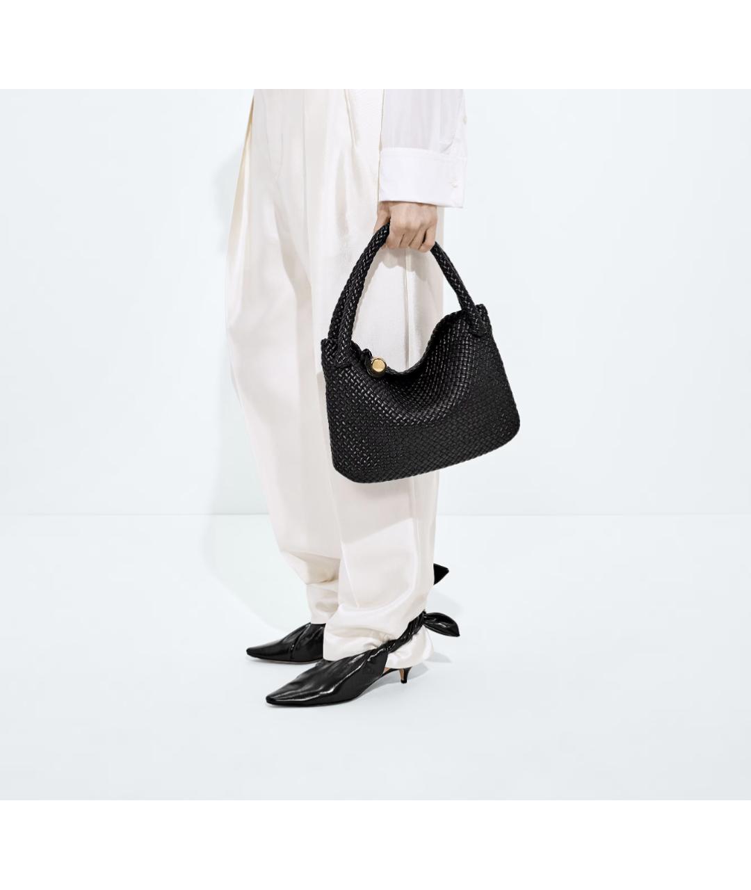 BOTTEGA VENETA Черная кожаная сумка тоут, фото 2