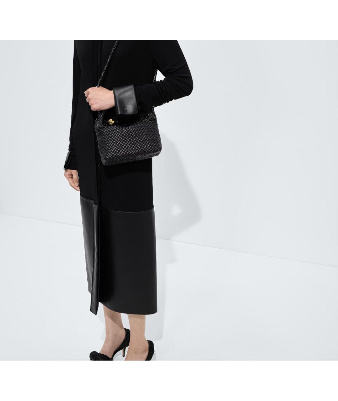 BOTTEGA VENETA Черная кожаная сумка через плечо, фото 6